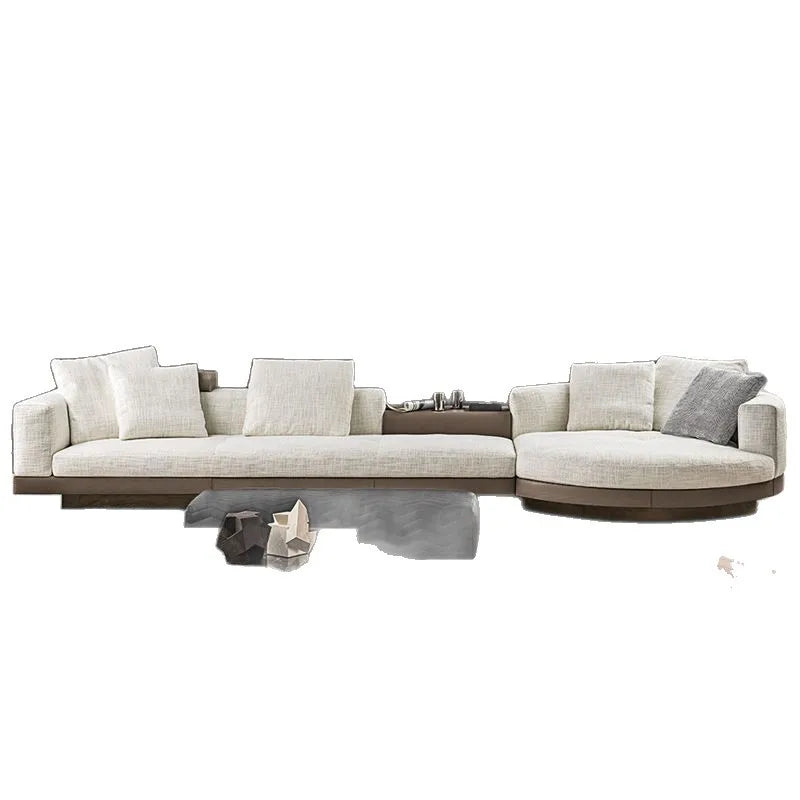 Modern simple straight corner cotton and linen round concubine modern living room sofa