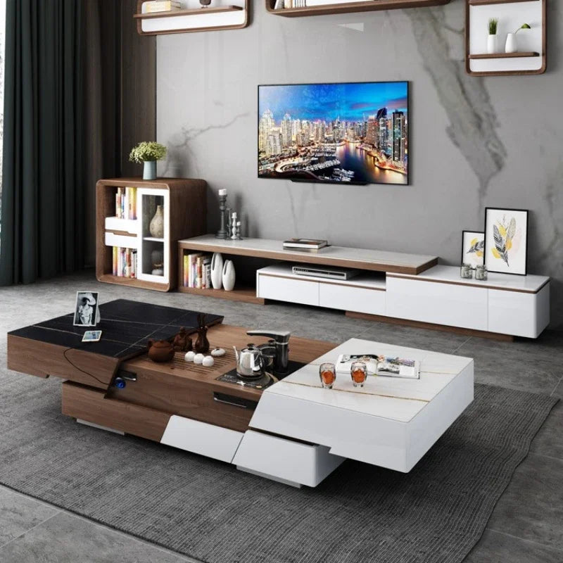 Clear Simple Adjustable Coffee Table Multi Function Lifting Living Room Side Table Modern Design Mesa Auxiliar Home Furniture