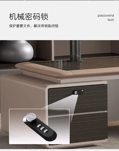 luxury Computer Office Desk Standing L Shaped Writing Boss Table Lift Up Table Gaming Sedentary Filing Cabinet Boss Furniture