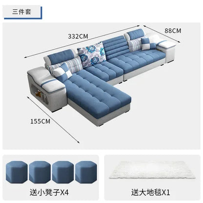 Removable and Washable Latex Free Wash Technology Fabric Sofa Combination Simple Living Room, Living Room Furniture