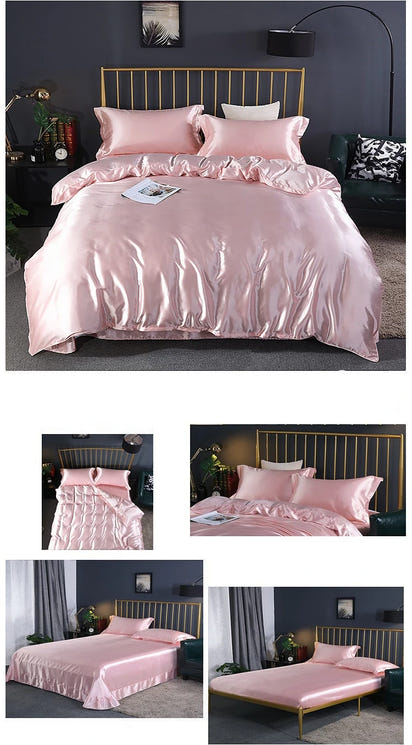 Luxury 100% Mulberry Silk Bedding Set with Duvet Cover Set Double King Queen Size Bedding Cover Kit 4pcs Bed Cover Bed Linen Set