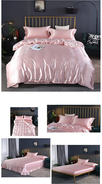 Luxury 100% Mulberry Silk Bedding Set with Duvet Cover Set Double King Queen Size Bedding Cover Kit 4pcs Bed Cover Bed Linen Set