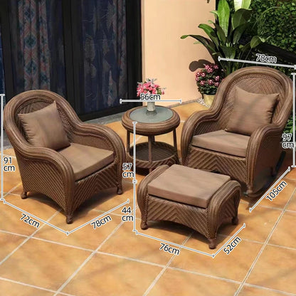 HXL outdoor sofa balcony rattan chair garden waterproof aluminum alloy outdoor terrace casual rattan sofa chair