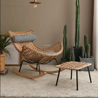 Modern Rattan Living Room Chairs Leisure Lazy Back Sofa Home Lounge Chair Outdoor Balcony Rocking Chair Living Room Furniture