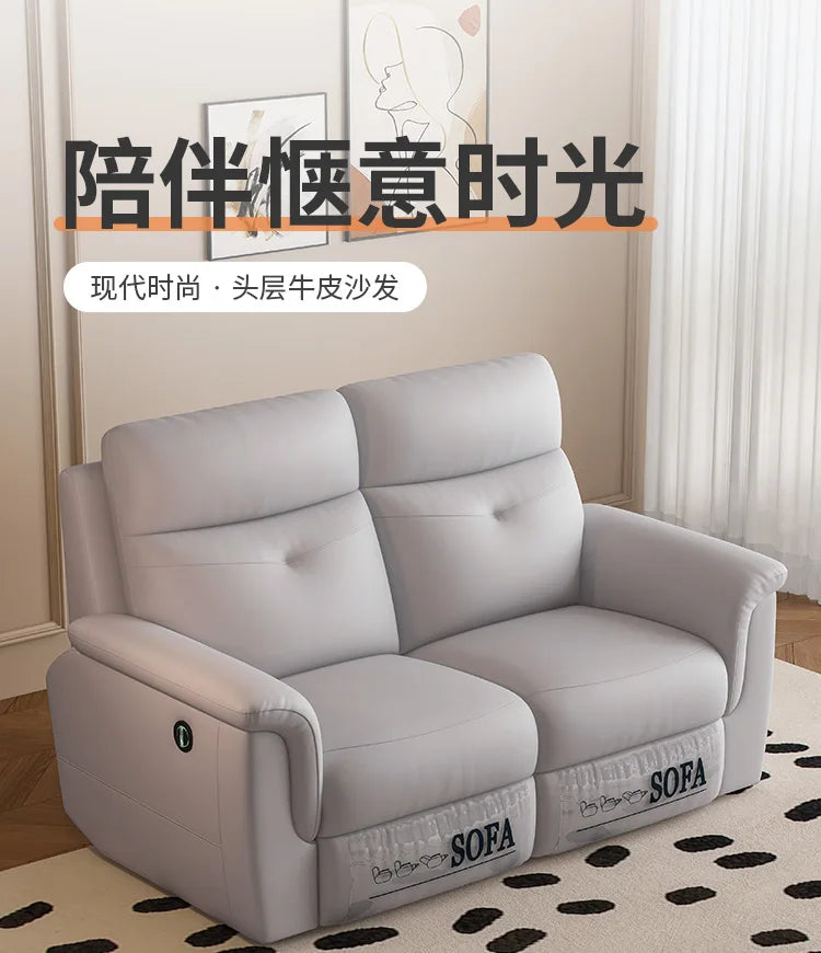 Comfort Electric Recliner Sofa Leather Sectional Genuine Retractable Combined Couch Bed Convertible Divano Letto Furnitures