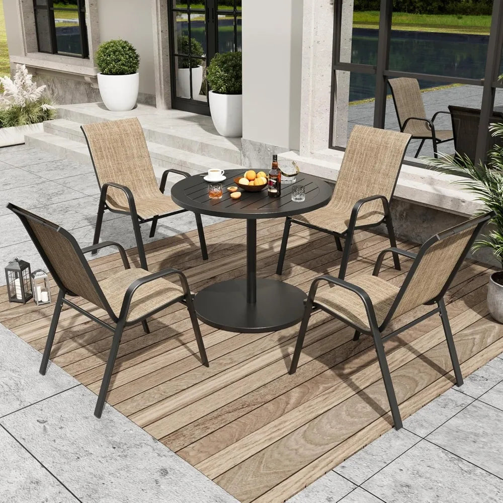 Patio Dining Chairs Set of 4 Outdoor Stackable Dining Chairs for All Weather 330lbs Capacity Heavy Duty Textilene Fabric
