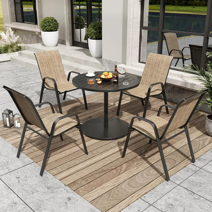 Patio Dining Chairs Set of 4 Outdoor Stackable Dining Chairs for All Weather 330lbs Capacity Heavy Duty Textilene Fabric