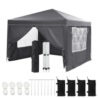 10x10FT Pop Up Canopy Tent With 4 Sidewalls, UV Protection Portable Outdoor Gazebo WIth Roll-Up Windows For Camping, Backyard, P
