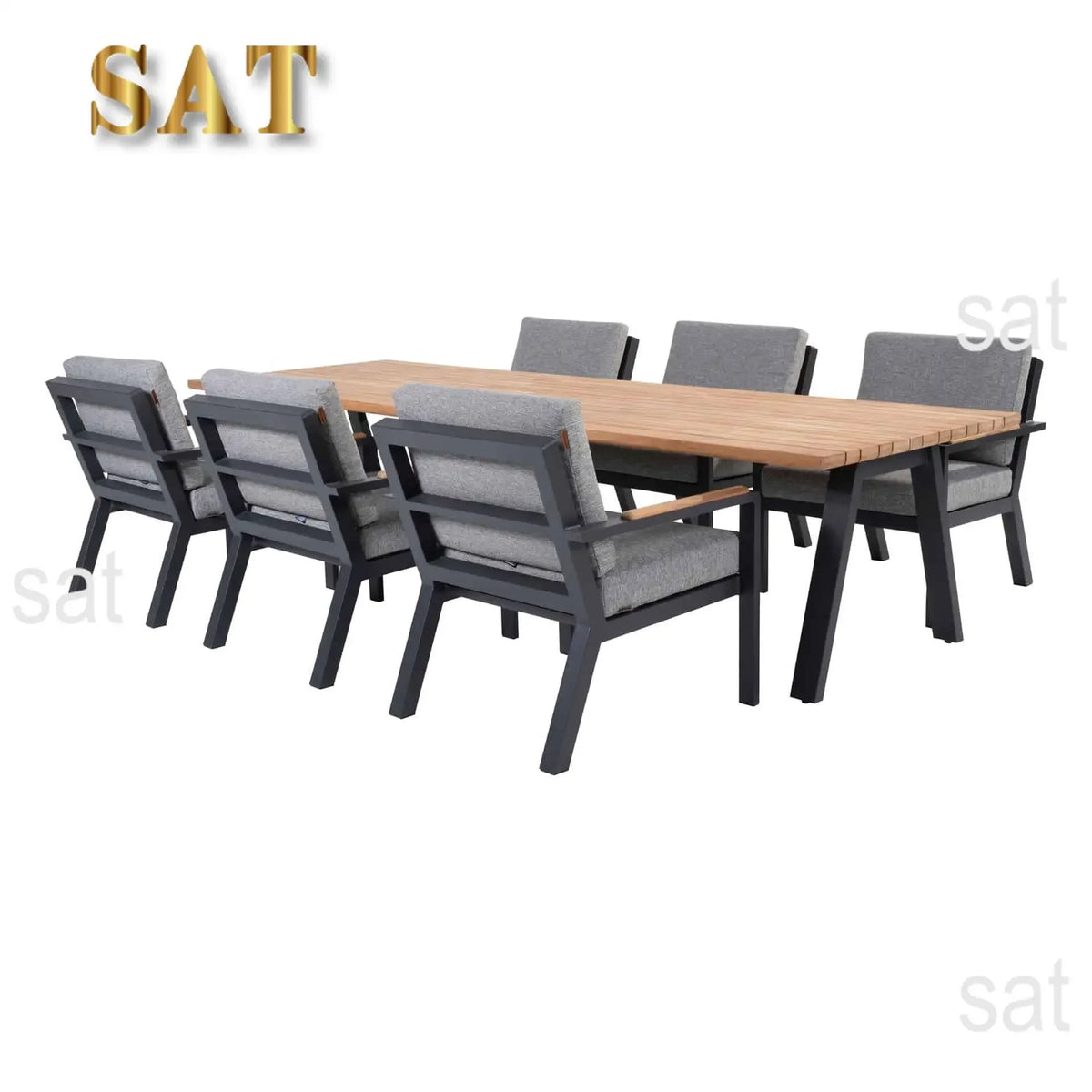 -Hotel Aluminium Dining Set Outdoor Rope Chairs Furniture Patio Metal Table And Chairs Garden Luxury Teak Wood Dining Table