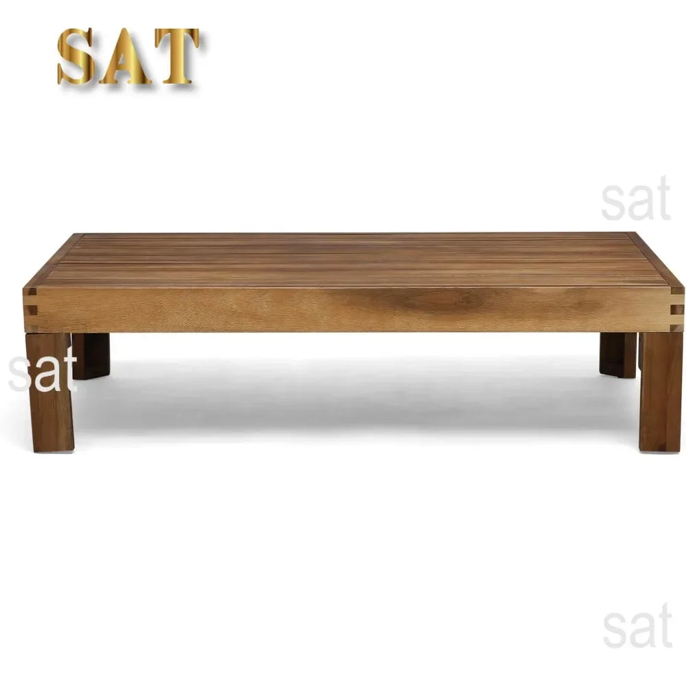 L # Alice Outdoor 5 Piece Acacia Wood Sofa Set, Teak Finish, Beige