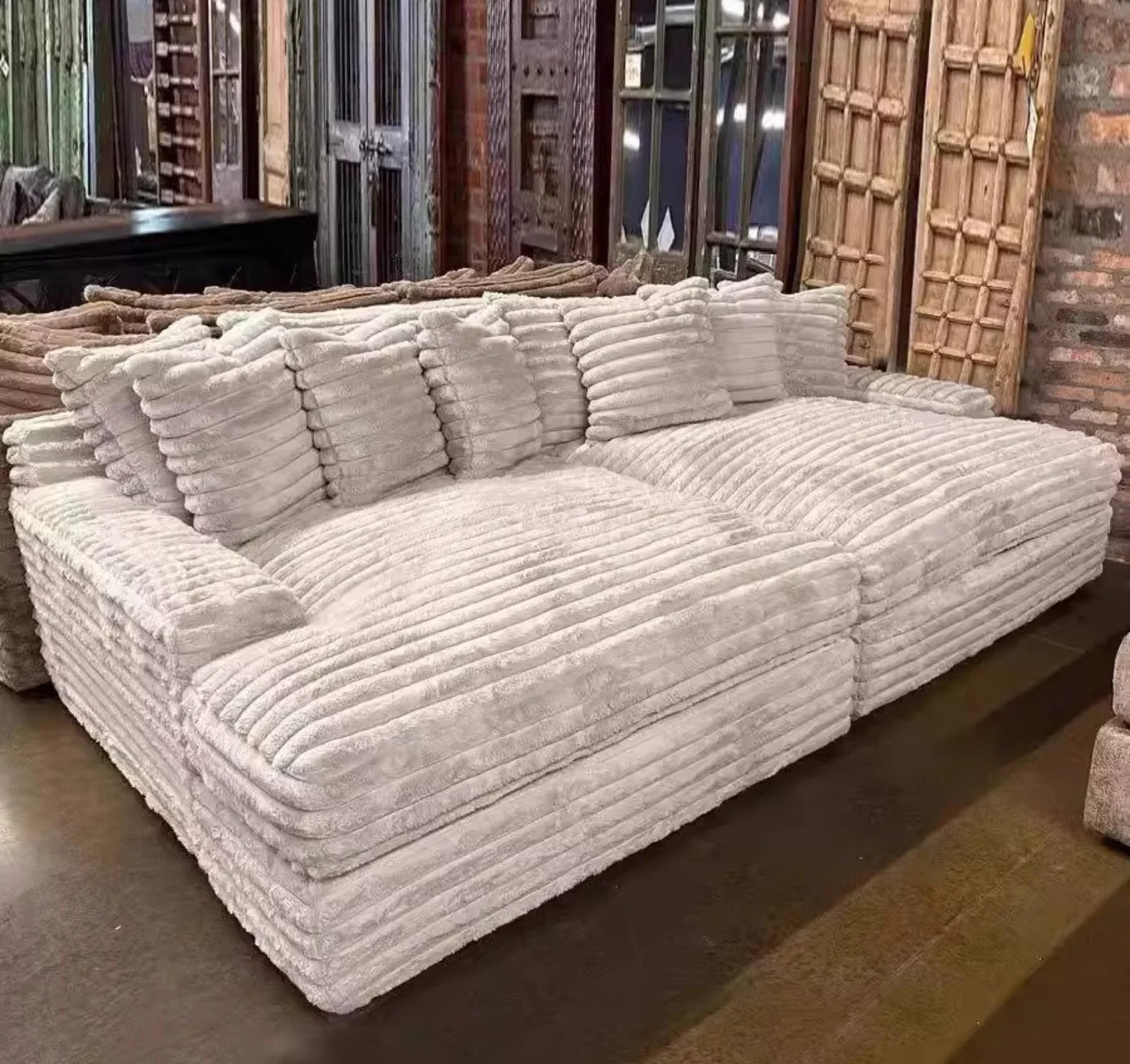 Modern Lazy Sofa Thick Corduroy Cloud Design Extra Wide Seat Depth Vacuum Compressed Packaging Easily Create a Cozy Corner