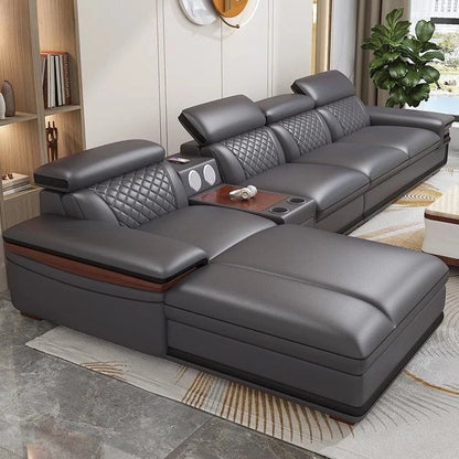 Modern simple leather sofa living room home light luxury sofa concubine combination