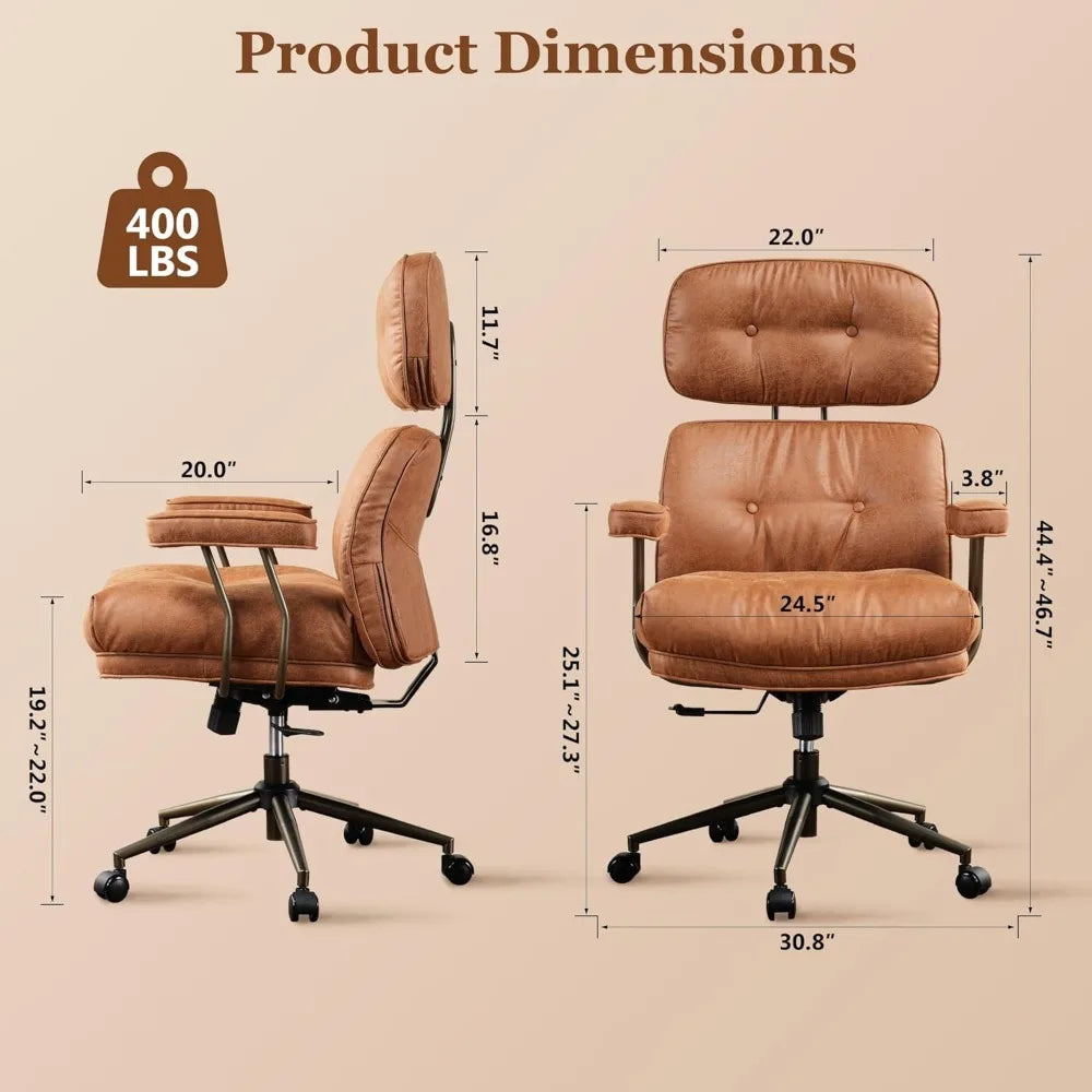 Mid Century Modren Big and Tall Office Chair,Large Ergonomic Executive Chair for Heavy Duty People, Computer Desk Task Chair wit