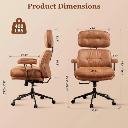 Mid Century Modren Big and Tall Office Chair,Large Ergonomic Executive Chair for Heavy Duty People, Computer Desk Task Chair wit