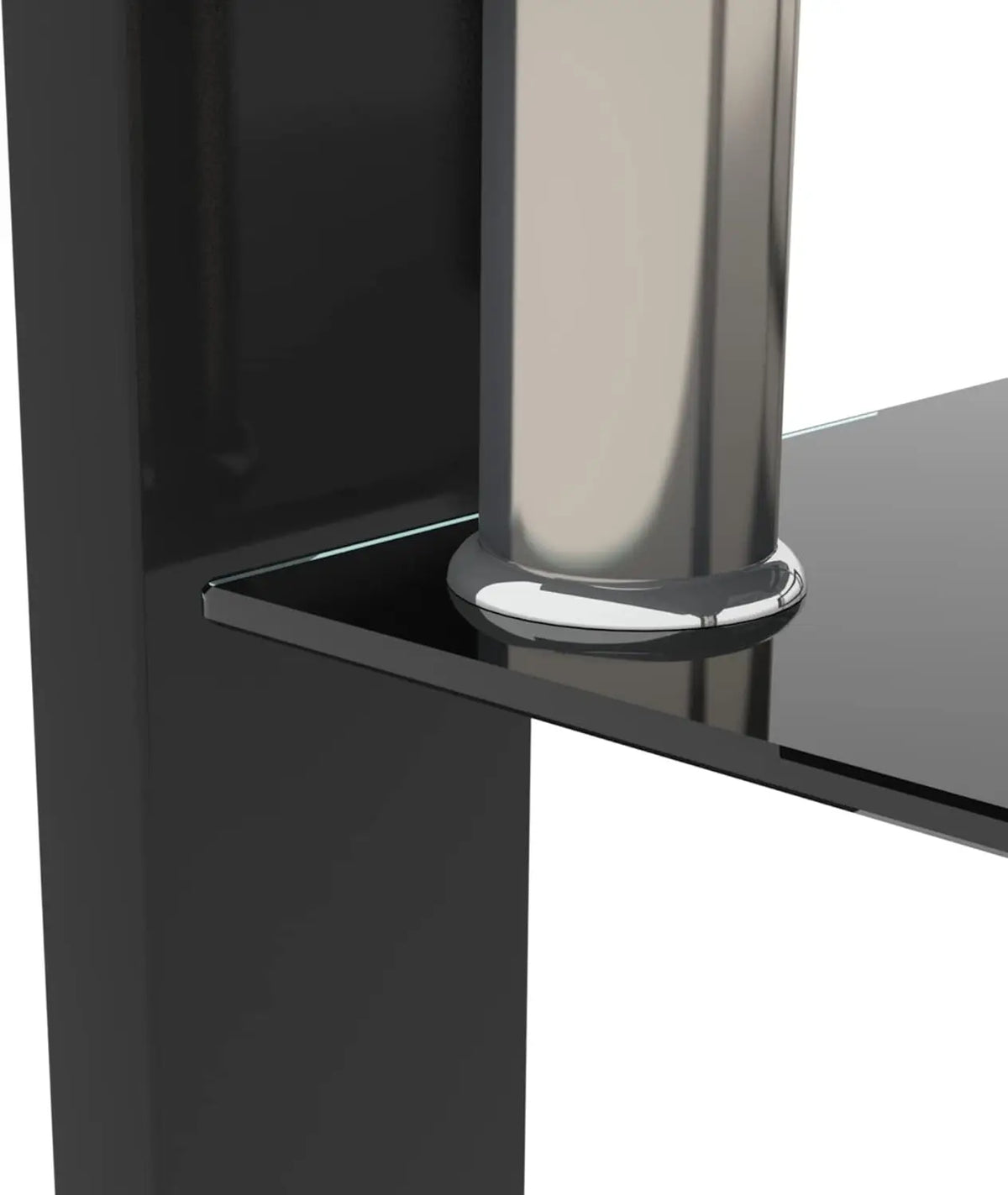 Clear Glass Coffee Table Metal Tube (All-Black)