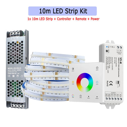 5M 10M 20M 24V COB RGB+CCT LED Strip Flexible Dimmable Room Cabinet Liner Light Bedroom Decor 2.4G RF Touch Panel Remote Control