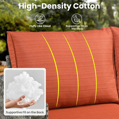 6 Pieces Patio Furniture Set, Outdoor Wicker Sofa Couch with Rocking Swivel Chairs Comfy Cushions, Modern Deep Seat Rattan Conv