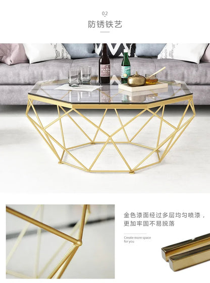 Nordic Light Luxury Tempered Glass Coffee Tables Small Apartment Sofa Side Table Simple Iron Corner Table Living Room Furniture