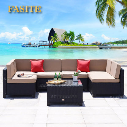 Outdoor rattan sofa combination U-shaped corner courtyard garden balcony hotel