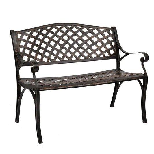 40.5" Patio Garden Bench,Anti- Rust Cast Iron Cast Aluminum Frame for Outdoor Path Yard Lawn Work Entryway Decor, Customized