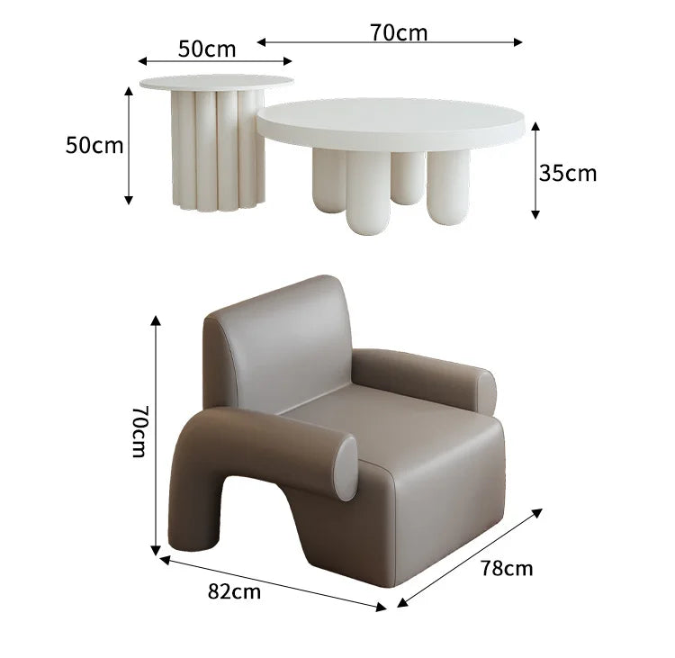 Curved special-shaped leather art sofa Internet celebrity beauty salon clothing store rest area