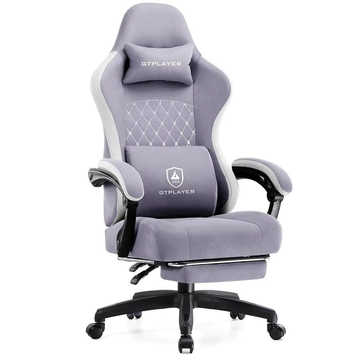 Office Chair, Gaming Computer Desk Fabric Chair with Footrest, High Back Ergonomic Office Chair with Pocket Spring Lumbar Suppor