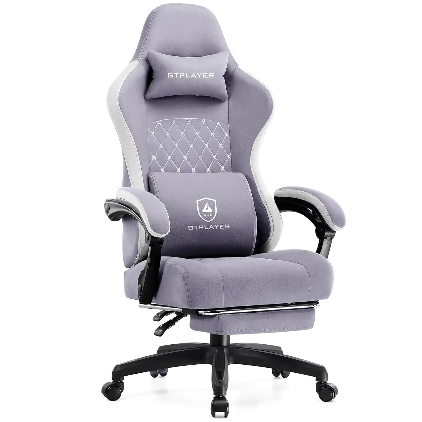 Office Chair, Gaming Computer Desk Fabric Chair with Footrest, High Back Ergonomic Office Chair with Pocket Spring Lumbar Suppor
