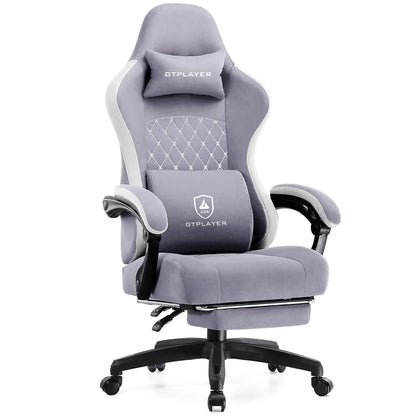 Office Chair, Gaming Computer Desk Fabric Chair with Footrest, High Back Ergonomic Office Chair with Pocket Spring Lumbar Suppor