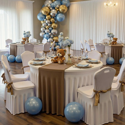 5ft 6ft Elastic Ruffled Round Spandex Table Cover,Stretch Skirt Table Cloth for Wedding Party Dinning Banquet Event Hotel