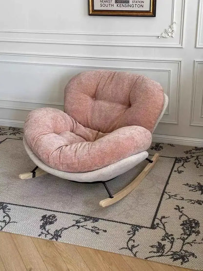 Eggshell Rocking Chair for Home Living Room Single Sofa Lazy Chair Balcony Leisure Chair Girls Pink Rocking Chair