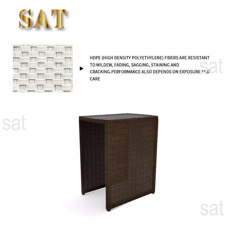 Luxury Round Patio Furniture with Fire Pit Rattan Chairs and Patio Tables Restaurant