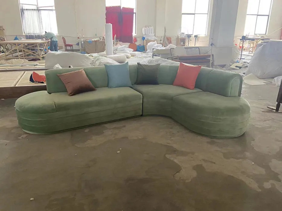 XL Nordic Light Luxury Curved Fabric Irregular Living Room Beauty Salon Modern Simple Sofa