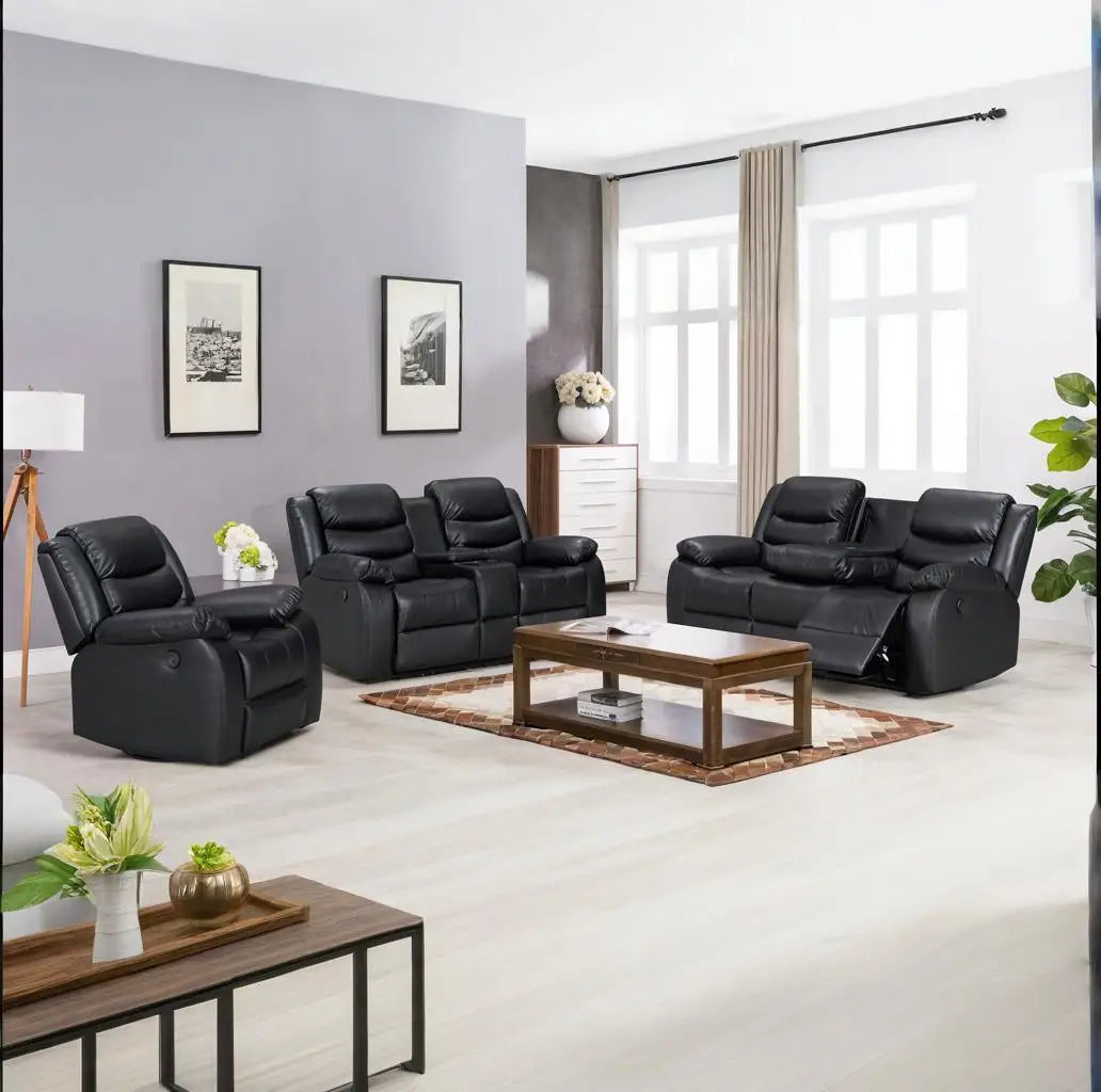 Modern Executive Electric Recliner Sofa Set Multi-Function Leather Fabric Extendable Features for Living Room Furniture