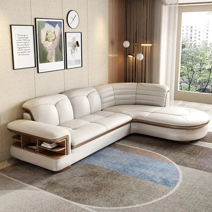 Premium Relaxing Designer Modern Sofa Fancy Genuine Leather Reclining Corner Sofa Sectional Luxury