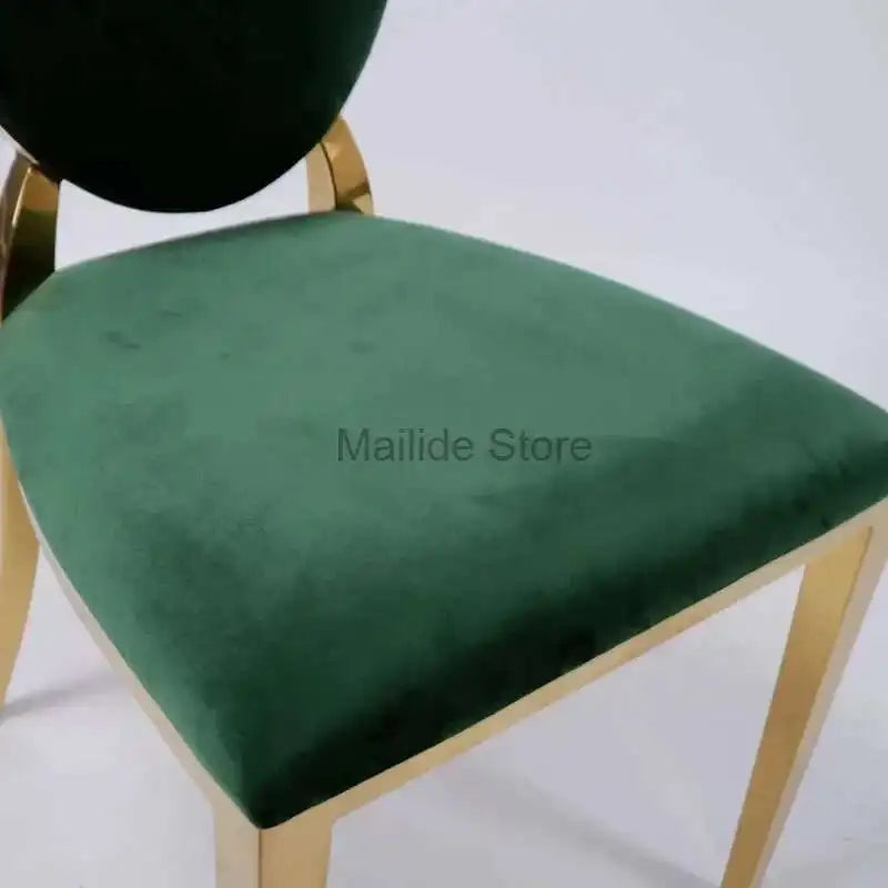 Luxury stainless steel dining chairs, modern home furniture, simple metal back chairs, kitchen fabric dining chairs