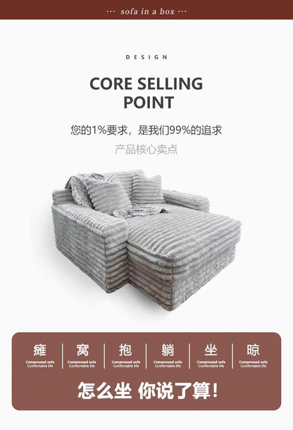 Nordic Sofabed Vacuum Compression Sofa Bed Modern Simple Lazy Sofa Bed  Thick Strip Velvet Large Sofa Bed Living Room Furniture
