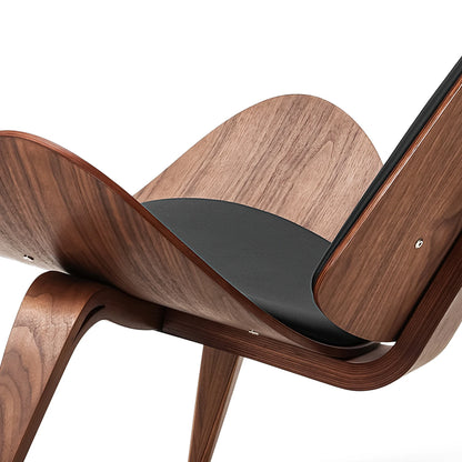Three-Legged Shell Chair Black Walnut Fabric Upholstery Modern Lounge Chair Dining Chairs For Living Room Bedroom Furniture