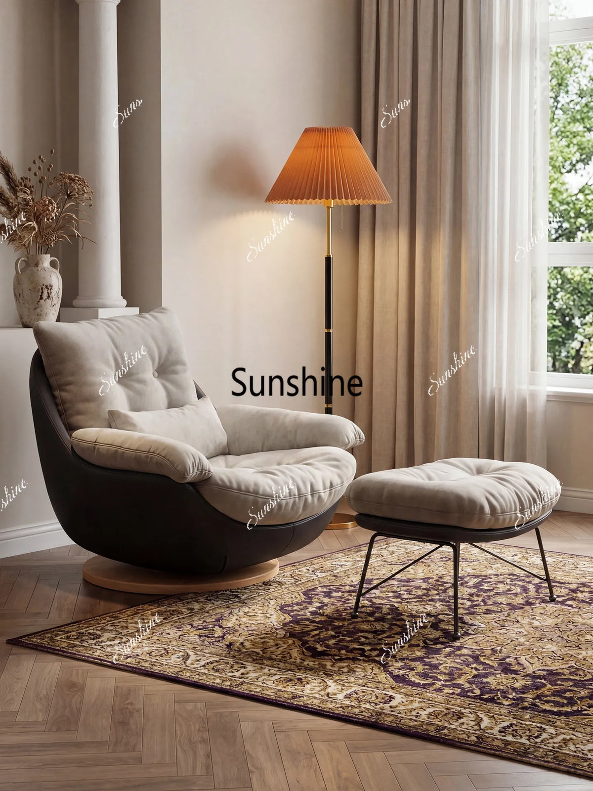 Medieval sofa chair light luxury high-end chair single rotating lazy leisure chair