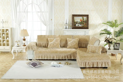 New Model European-style Thick Diamond Velvet Sofa Cover Four Season Universal Anti Slip And Dustproof Solid Color Sofa Cushion