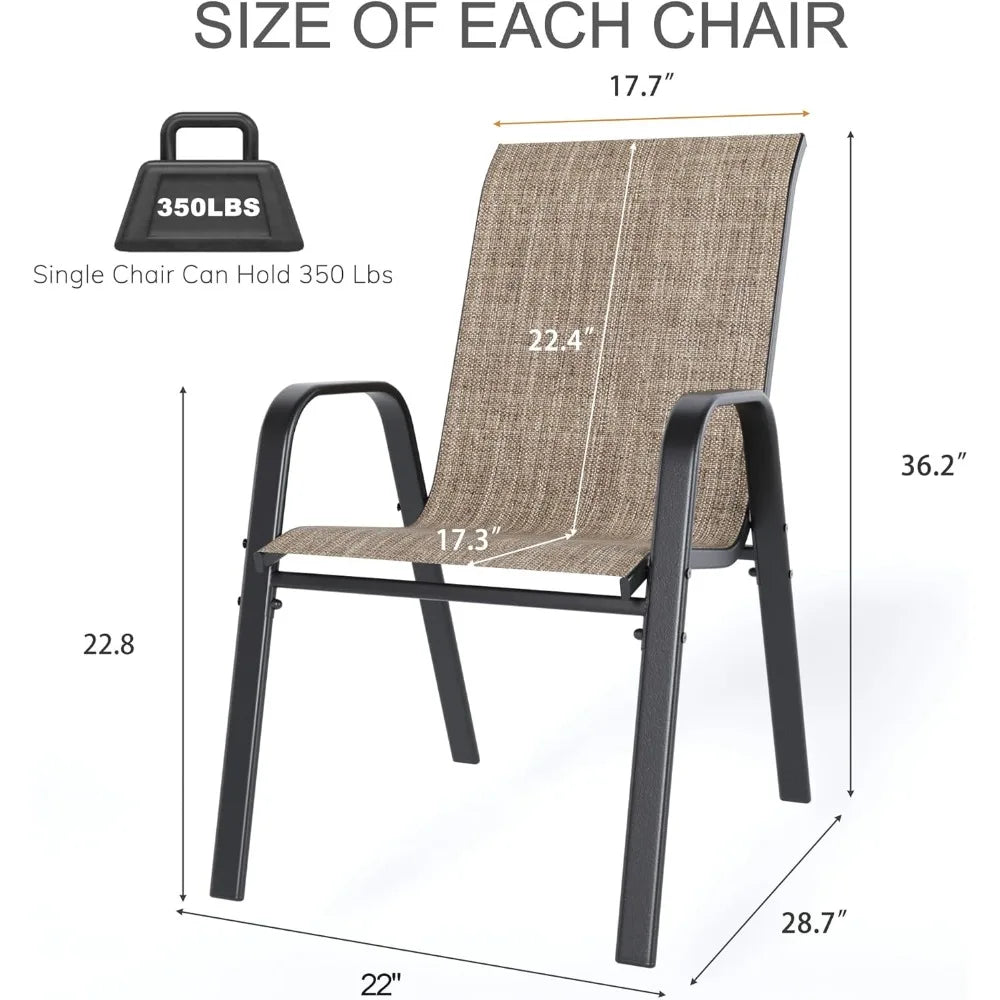 Outdoor Patio Chairs Set of 4 Stackable Dining Chairs All-Weather Textilene Furniture Set for Pool Deck, Backyard, Garden