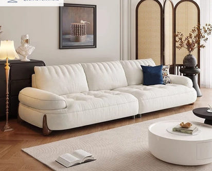 Cream style fabric sofa, modern light luxury living room small apartment sofa, cat claw cloth