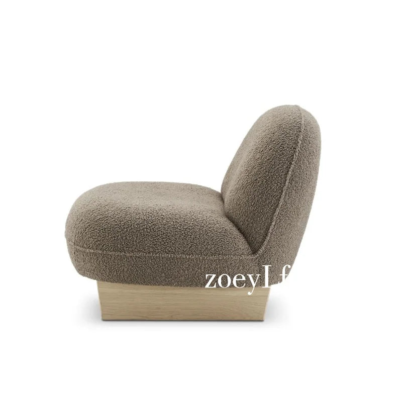 Nordic minimalist lamb wool balcony single sofa Italian living room solid wood leisure sofa