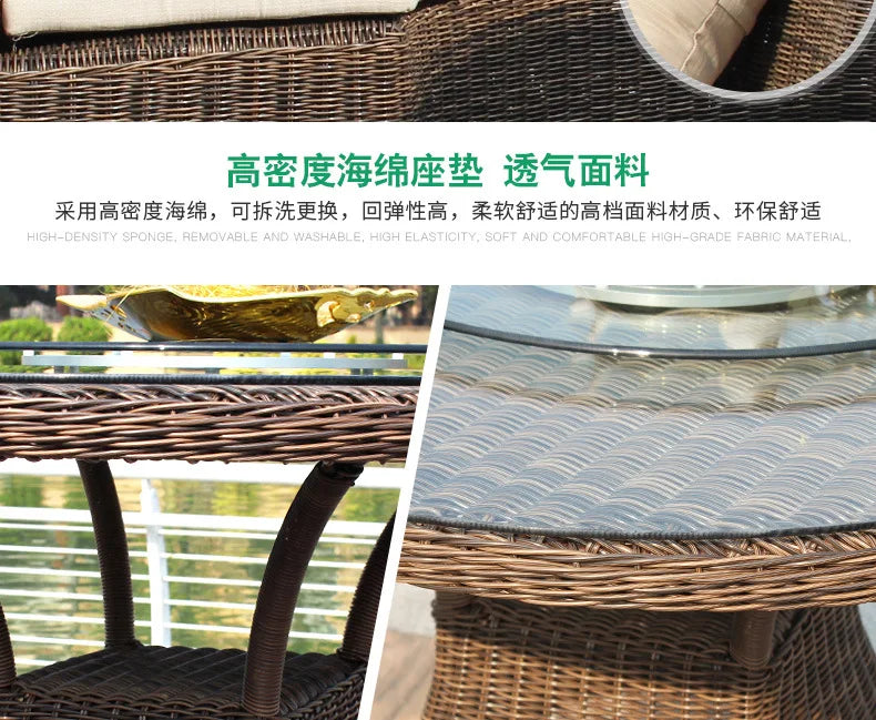 Outdoor rattan chair three-piece balcony leisure rattan table and chair creative rattan chair combination courtyard garden