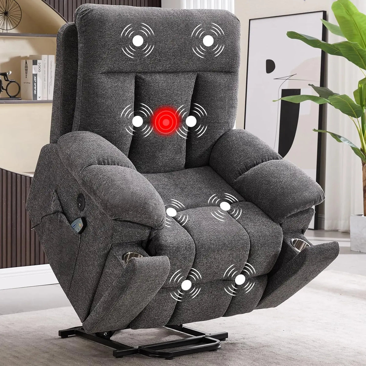 Large Power Lift Recliner Chair with Massage and Heat for Elderly Big and Tall People, Overstuffed Wide Recliners, Customized