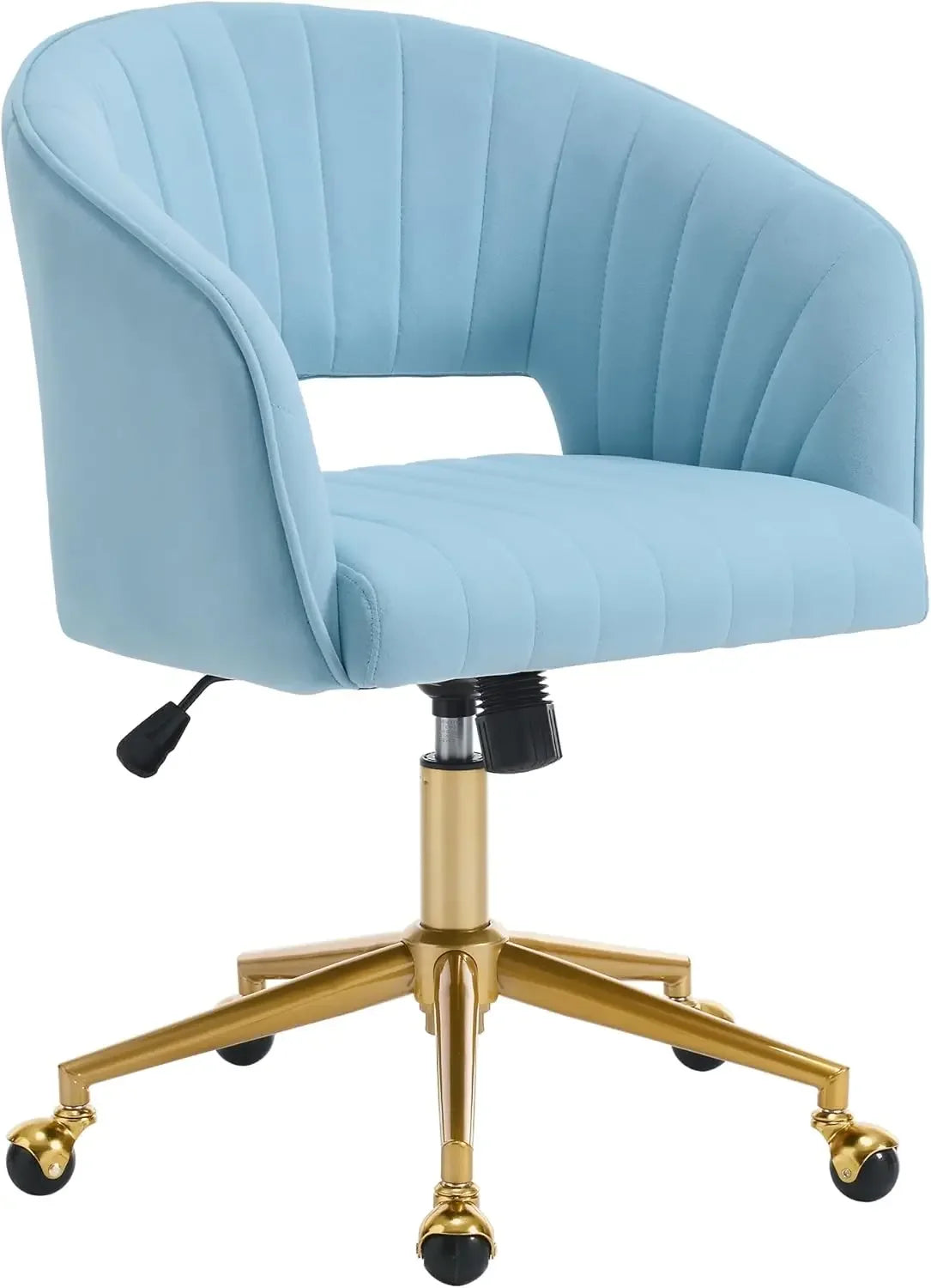 Home Office Chair Swivel Velvet Desk Chair Accent Armchair Upholstered Modern Tufted Chairs with Gold Base for Girls Women