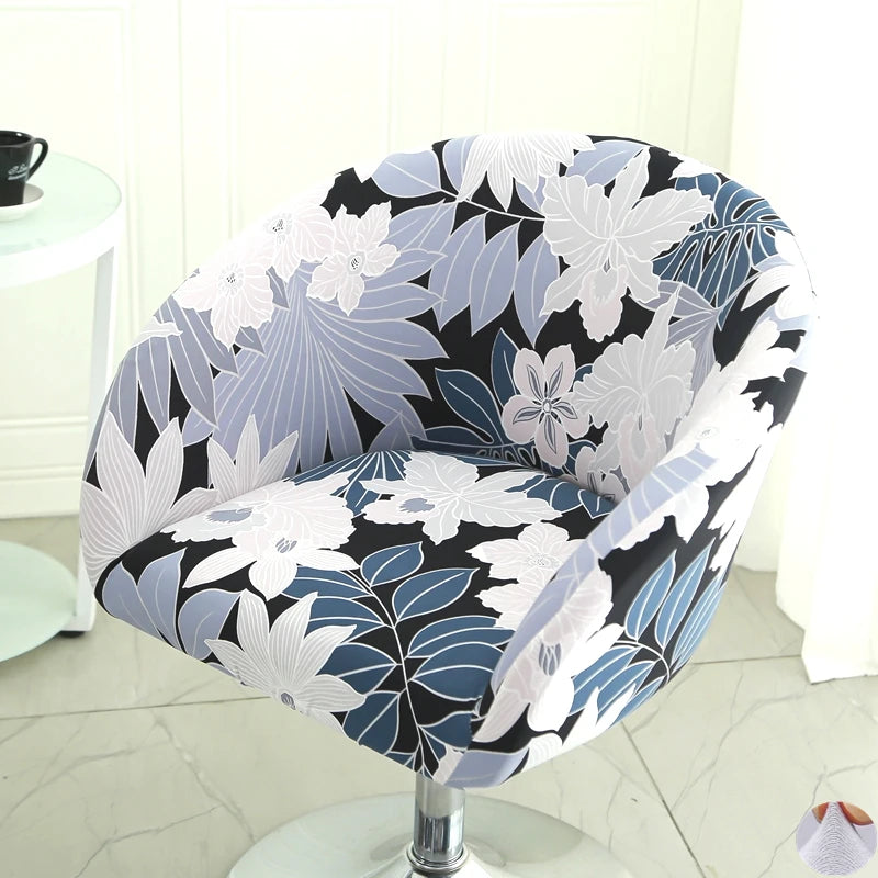Universal Curved Chair Cover Short Back Printed Arc Armchair Covers Dining Chair Covers Home Spandex Elastic Dustproof Cover