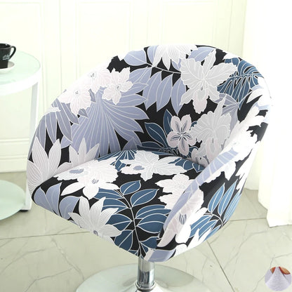 Universal Curved Chair Cover Short Back Printed Arc Armchair Covers Dining Chair Covers Home Spandex Elastic Dustproof Cover