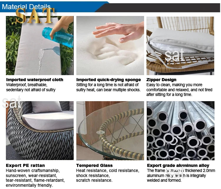 -Modern Day Bed Patio Furniture Hotel Deluxe Teak Rope Garden Sun Lounge Chair Round Aluminum Rattan Wicker Outdoor Day Bed