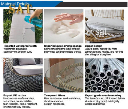 -Modern Day Bed Patio Furniture Hotel Deluxe Teak Rope Garden Sun Lounge Chair Round Aluminum Rattan Wicker Outdoor Day Bed