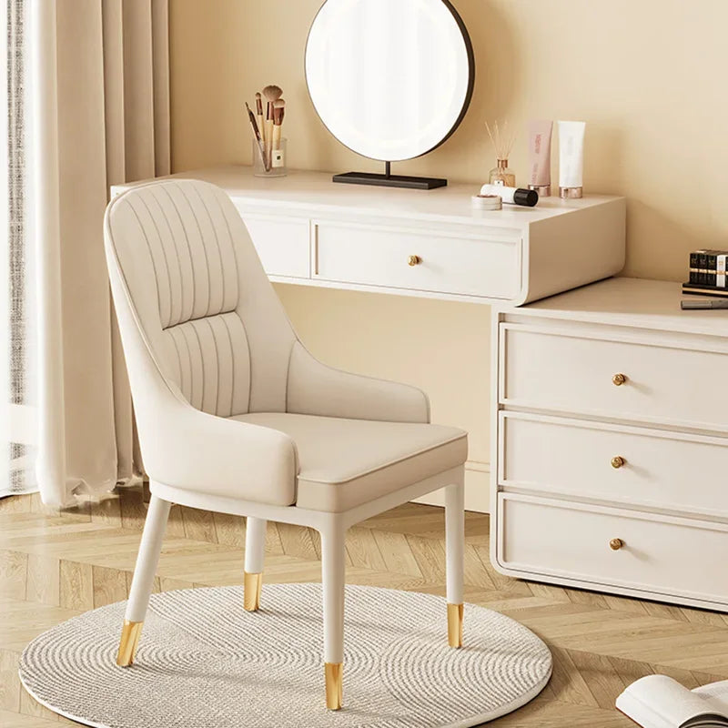Modern Faux Dining Chairs Kitchen Metal Leather Nordic Home Dining Chairs Luxury European Chaises Salle Manger Furnitures